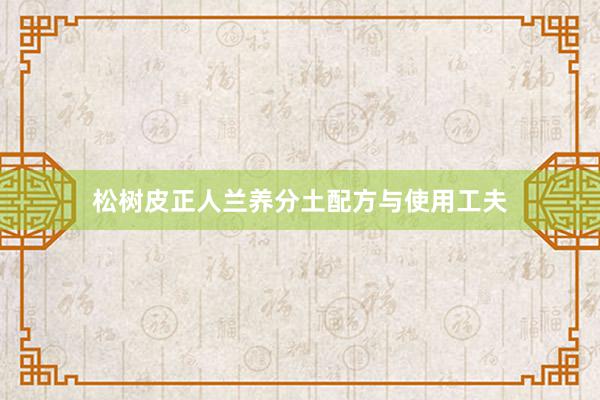 松树皮正人兰养分土配方与使用工夫